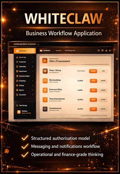 WHITECLAW workflow application visual